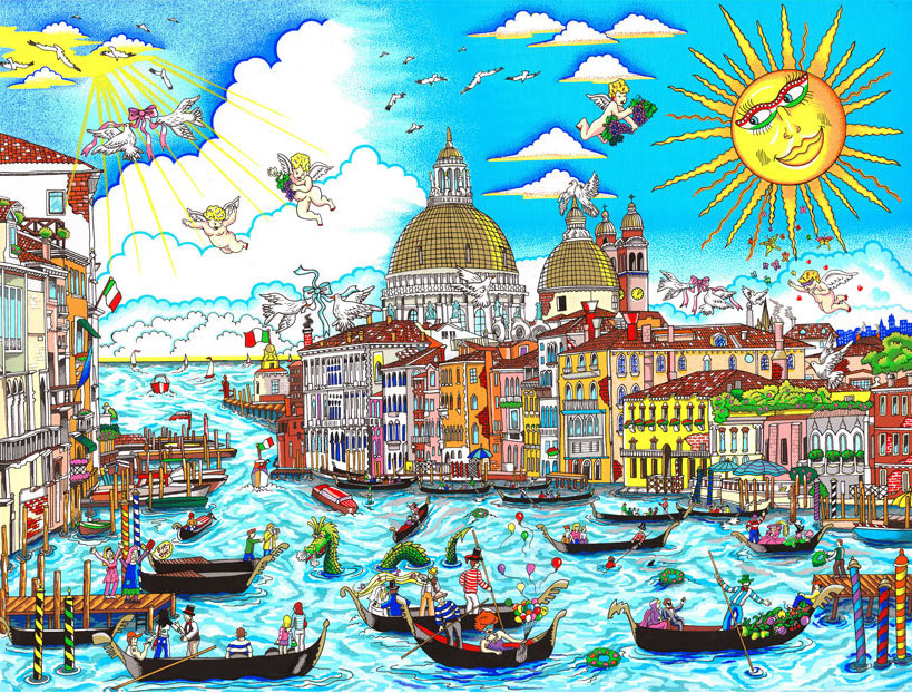 fazzino-cityscape-art-sun-rises-over-venice-IlSoleBrillasuVenezia.jpg